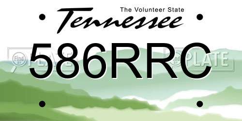 586RRC Tennessee License Plate