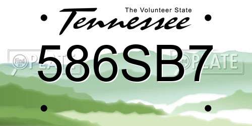 586SB7 Tennessee License Plate
