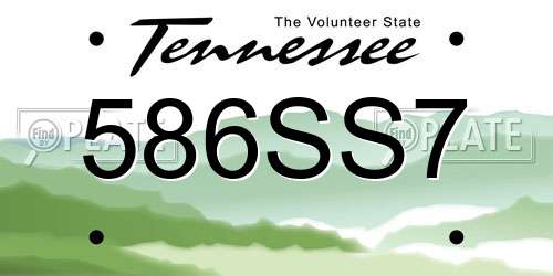 586SS7 Tennessee License Plate