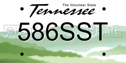 586SST Tennessee License Plate