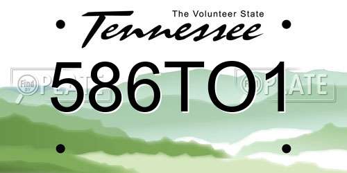 586TO1 Tennessee License Plate