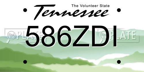 586ZDI Tennessee License Plate