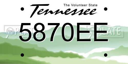 5870EE Tennessee License Plate