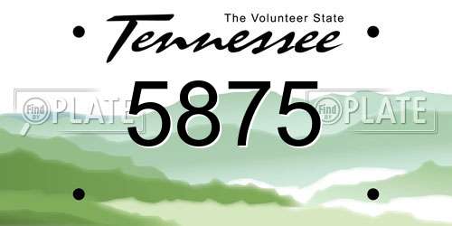 5875 Tennessee License Plate