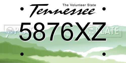 5876XZ Tennessee License Plate