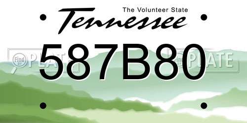 587B80 Tennessee License Plate