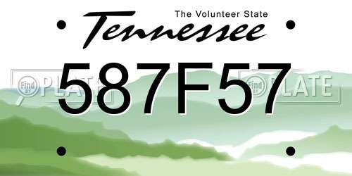 587F57 Tennessee License Plate