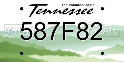 587F82 Tennessee License Plate