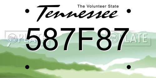 587F87 Tennessee License Plate