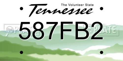 587FB2 Tennessee License Plate