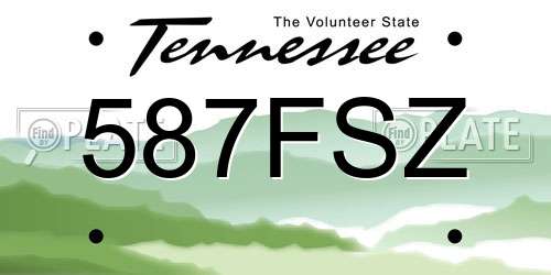 587FSZ Tennessee License Plate