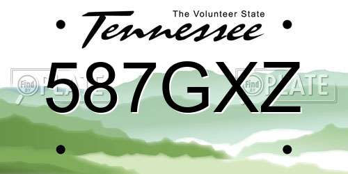 587GXZ Tennessee License Plate