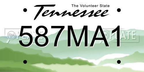 587MA1 Tennessee License Plate