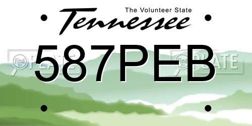 587PEB Tennessee License Plate