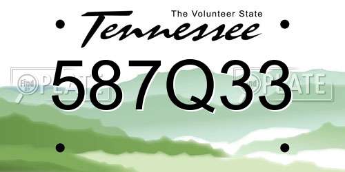 587Q33 Tennessee License Plate