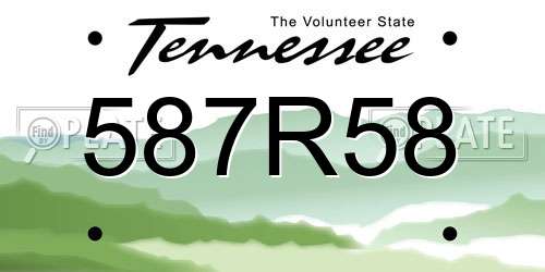 587R58 Tennessee License Plate