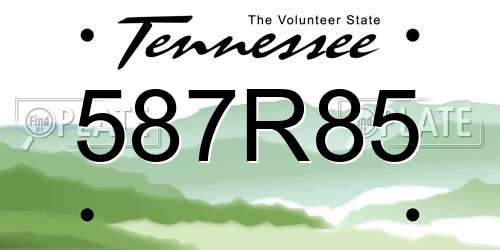 587R85 Tennessee License Plate