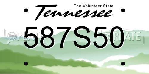 587S50 Tennessee License Plate