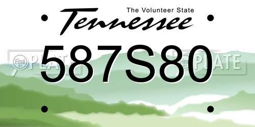 587S80 Tennessee License Plate