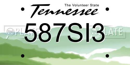 587SI3 Tennessee License Plate