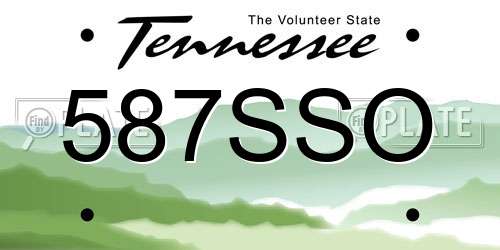 587SSO Tennessee License Plate