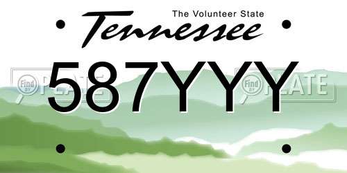 587YYY Tennessee License Plate