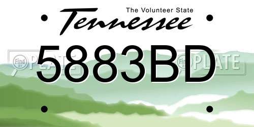 5883BD Tennessee License Plate