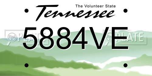 5884VE Tennessee License Plate