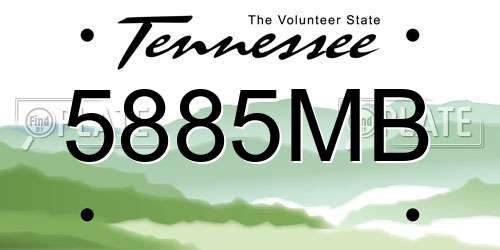 5885MB Tennessee License Plate