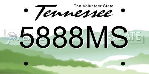 5888MS Tennessee License Plate