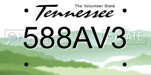 588AV3 Tennessee License Plate