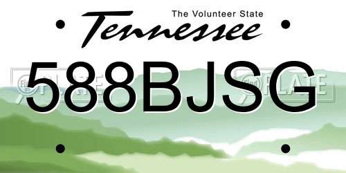 588BJSG Tennessee License Plate
