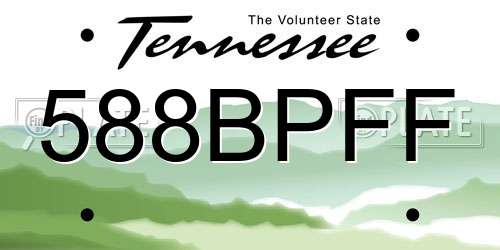 588BPFF Tennessee License Plate