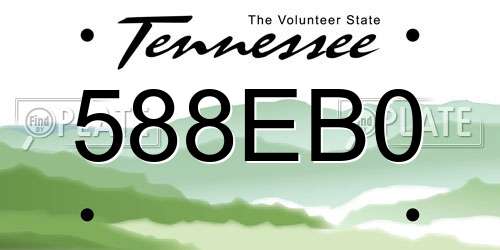 588EB0 Tennessee License Plate
