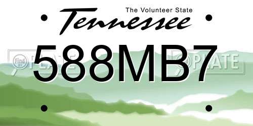588MB7 Tennessee License Plate