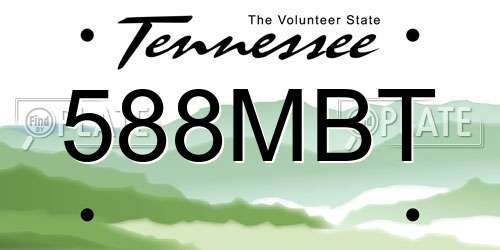 588MBT Tennessee License Plate