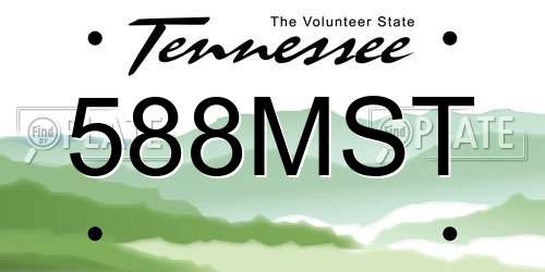 588MST Tennessee License Plate