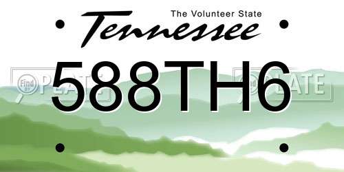 588TH6 Tennessee License Plate