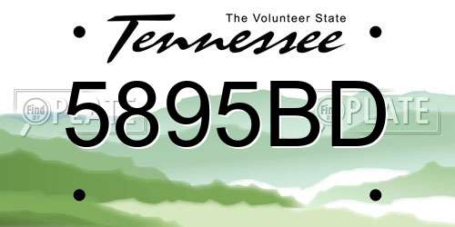 5895BD Tennessee License Plate