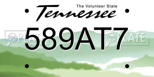 589AT7 Tennessee License Plate