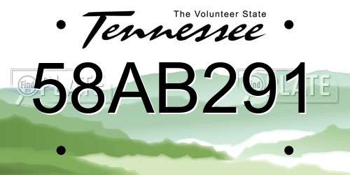 58AB291 Tennessee License Plate