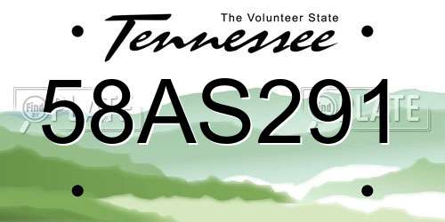 58AS291 Tennessee License Plate