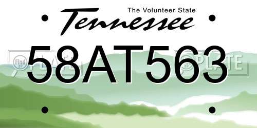 58AT563 Tennessee License Plate