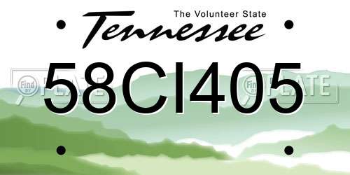 58CI405 Tennessee License Plate