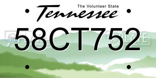 58CT752 Tennessee License Plate