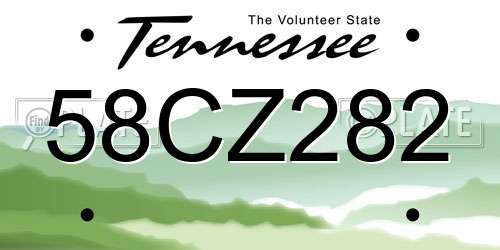 58CZ282 Tennessee License Plate