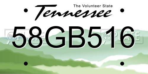 58GB516 Tennessee License Plate