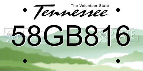 58GB816 Tennessee License Plate