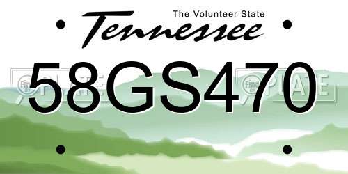 58GS470 Tennessee License Plate