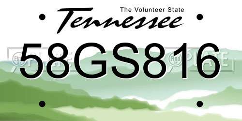 58GS816 Tennessee License Plate
